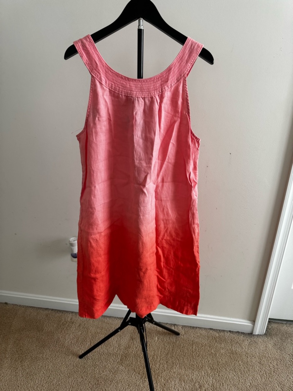 Coral to light peach ombré mini summer dress.
